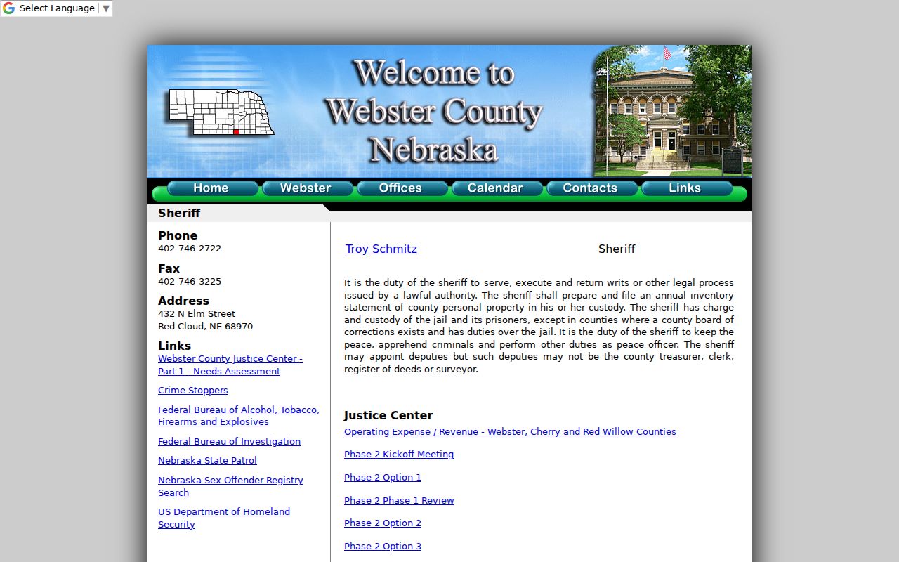 Webster County Sheriff contact and legal-process route