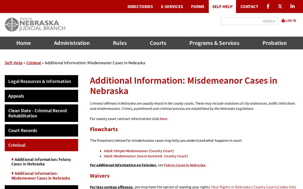 Nebraska misdemeanor guidance for Webster County arrest warrant records