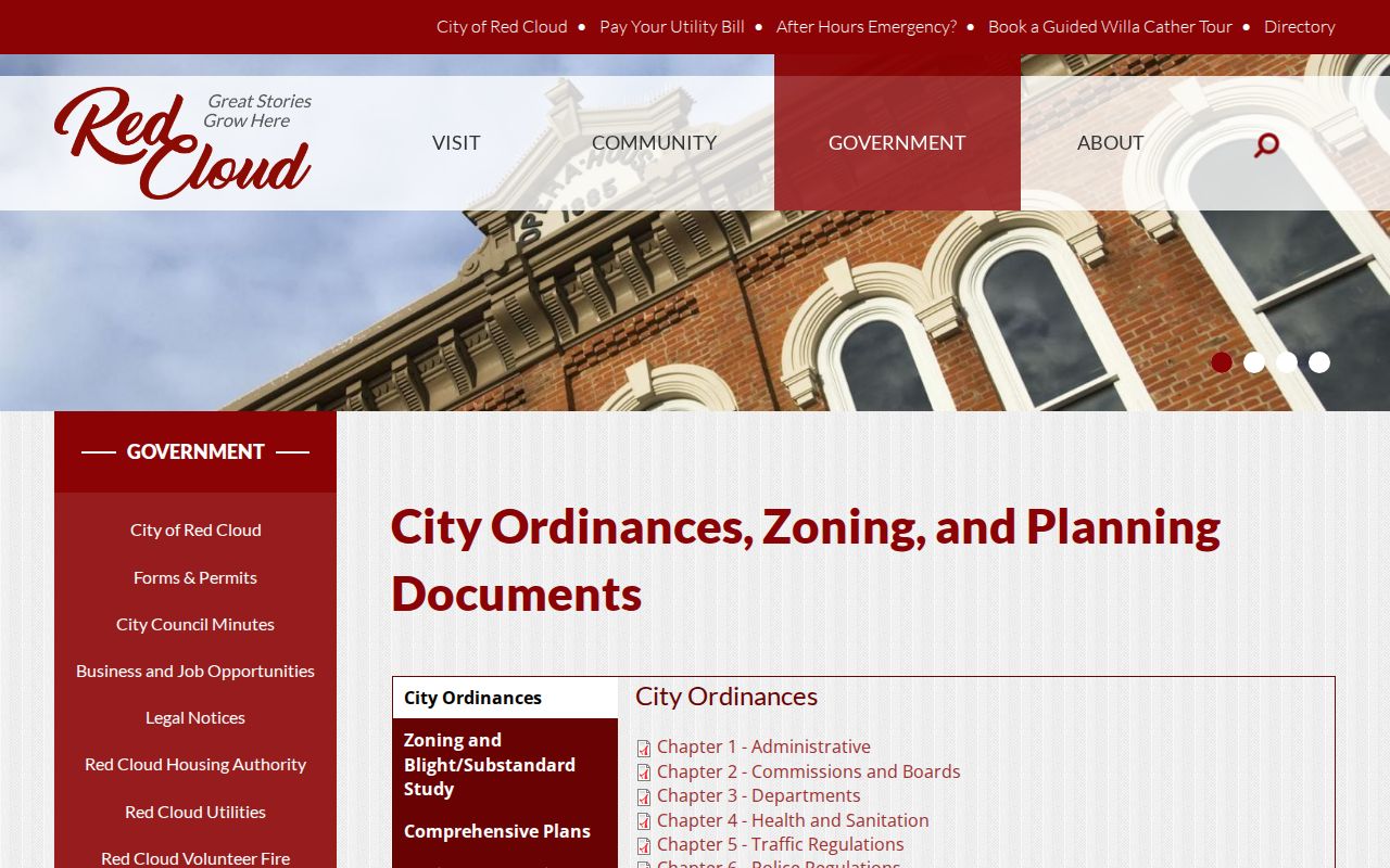 Red Cloud ordinance information for Webster County municipal warrant records