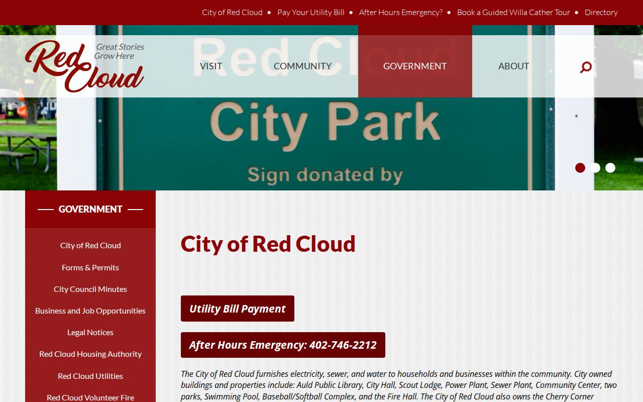 Red Cloud city government contact for Red Cloud warrant search